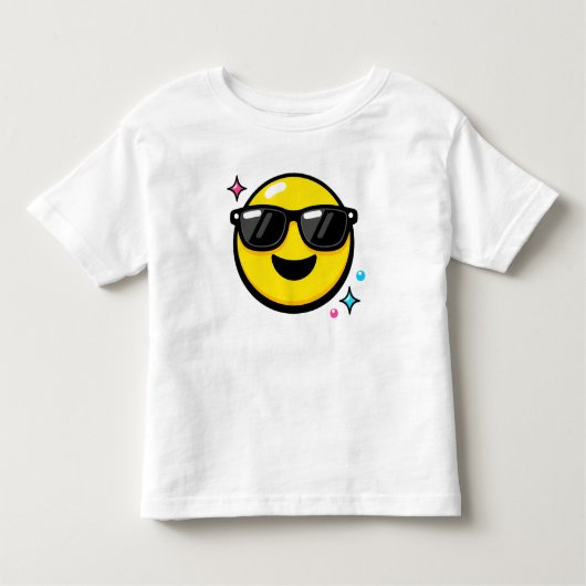 Happy Cool Smiley Face Y2K Toddler T-Shirt (Devant)