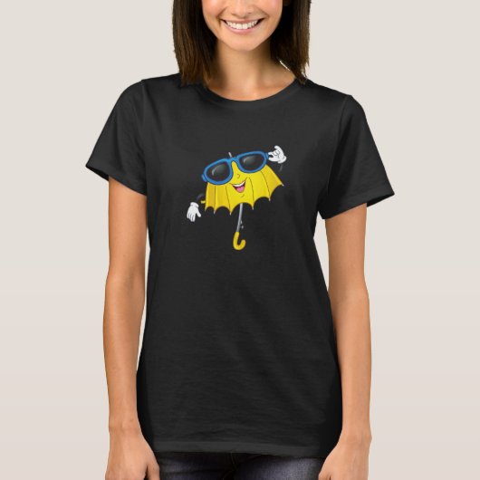 Happy Cool Yellow Umbrella and Sunglasses for Men T-shirt (Voorkant)