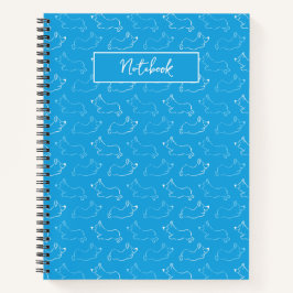 Happy Corgi Hand-Drawn Doodle Teal Custom Notitieboek