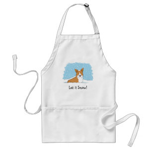 Happy Corgi in de sneeuw   Cute Winter Holiday Dog Standaard Schort