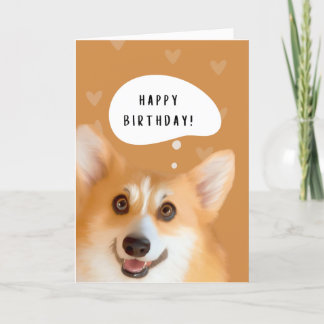 Happy Corgi Verjaardag Kaart (goud)