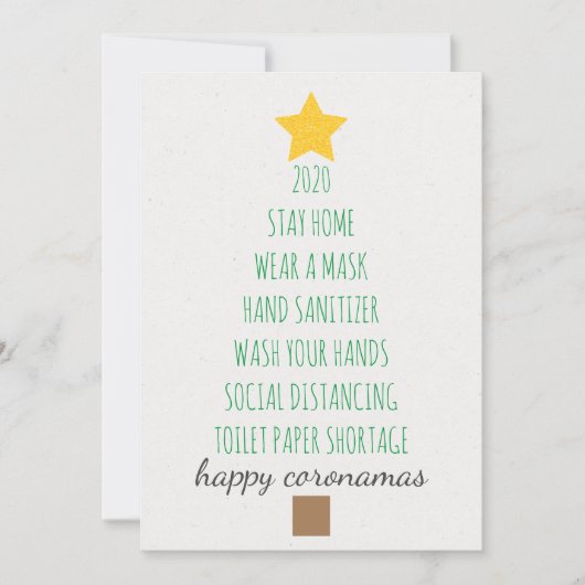 Happy Coronamas kerstboomtypografie Feestdagenkaart (Voorkant)