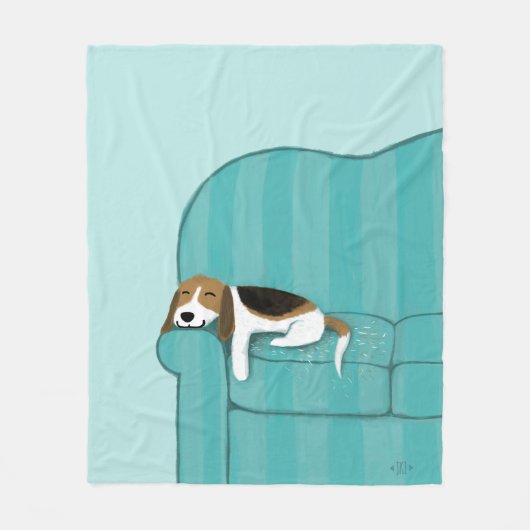 Happy Couch Beagle | Slaaphond voor de luiers Fleece Deken (Voorkant)