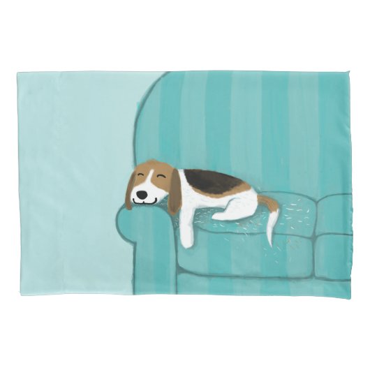 Happy Couch Beagle | Slaaphond voor de luiers | Pe Kussensloop (Voorkant)