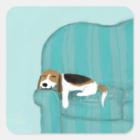 Happy Couch Dog - Cute Beagle Slapen | Pet Art