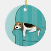 Happy Couch Dog | Schattigee Beagle Pet Lover's Ho Keramisch Ornament (Voorkant)