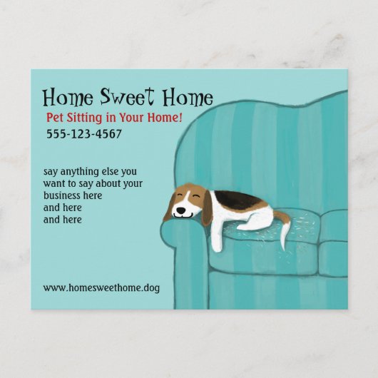 Happy Couch Dog | Schattigee Sleeping Beagle Custo Briefkaart (Voorkant)
