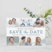 Happy Couple BEWERKBARE KLEUR Save the Date Collag (Staand voorkant)