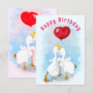 Happy Couple Duck Funny Birthday Kaart