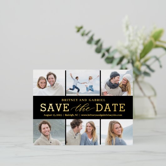 Happy Couple Foil Enregistrer La Carte Postale Dat (Debout devant)