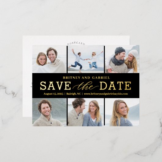 Happy Couple Foil Enregistrer La Carte Postale Dat (Recto/Verso)