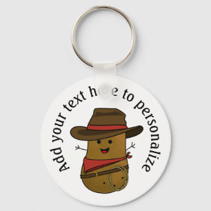 Happy Cowboy Potato gepersonaliseerd Sleutelhanger