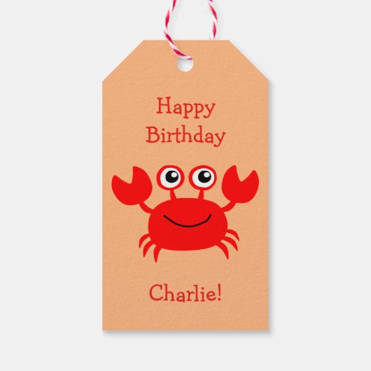 Happy Crab aangepaste cadeau labels Cadeaulabel (Achterkant)