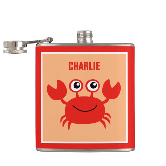 Happy Crab aangepaste monogram-kolven Heupfles (Geopend)