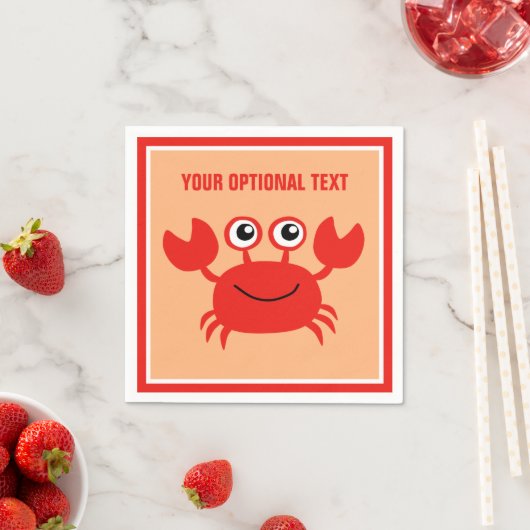 Happy Crab aangepaste papieren servetten (Insitu)