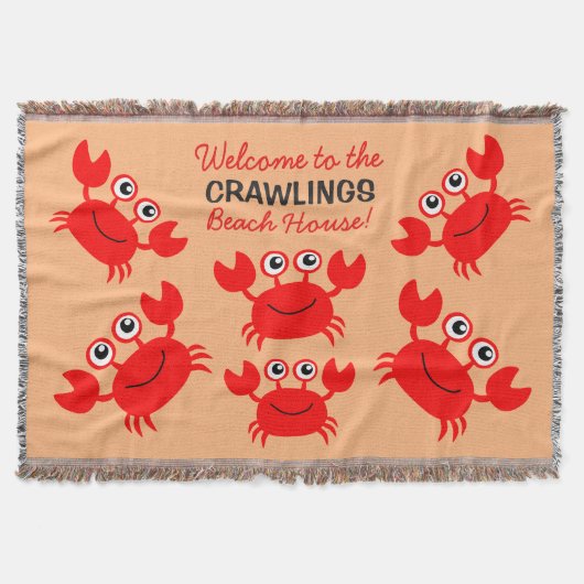 Happy Crab aangepaste tekst goot deken (Voorkant)