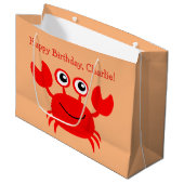 Happy Crab, aangepaste tekstcadezak Groot Cadeauzakje (Voorkant Gekanteld)