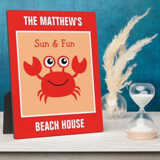 Happy Crab aangepaste tekstplaque Fotoplaat (Zijkant)