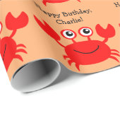 Happy Crab aangepaste tekstverpakkingspapier Cadeaupapier (Rol Hoek)