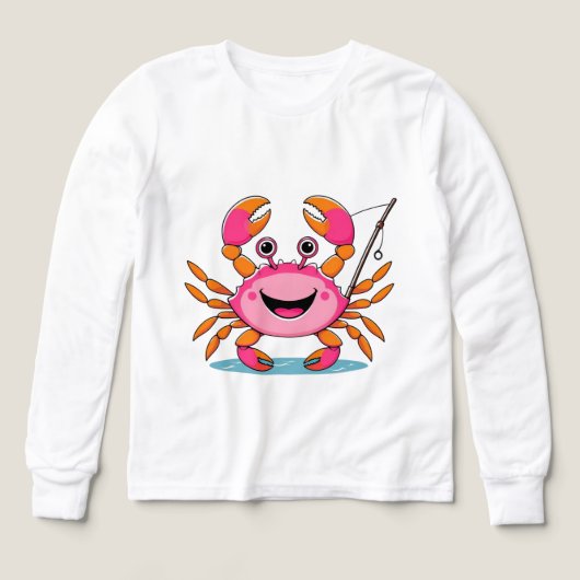 Happy Crab Fishing – Kids’ Long Sleeve Tee (Voorkant)