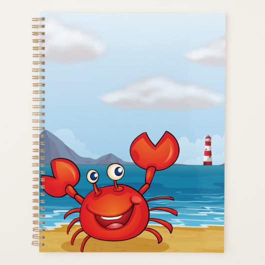 Happy Crab on Beach with Lighthouse Planner (Voorkant)