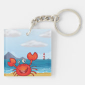 Happy Crab op een strand Sleutelhanger (Achterkant)