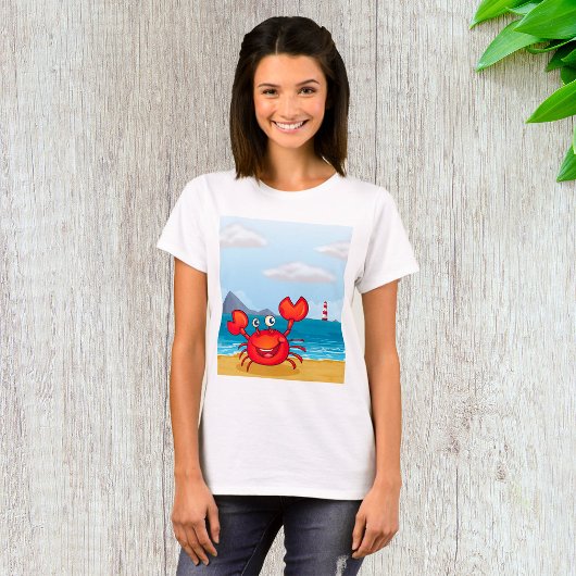 Happy Crab op een strand T-shirt