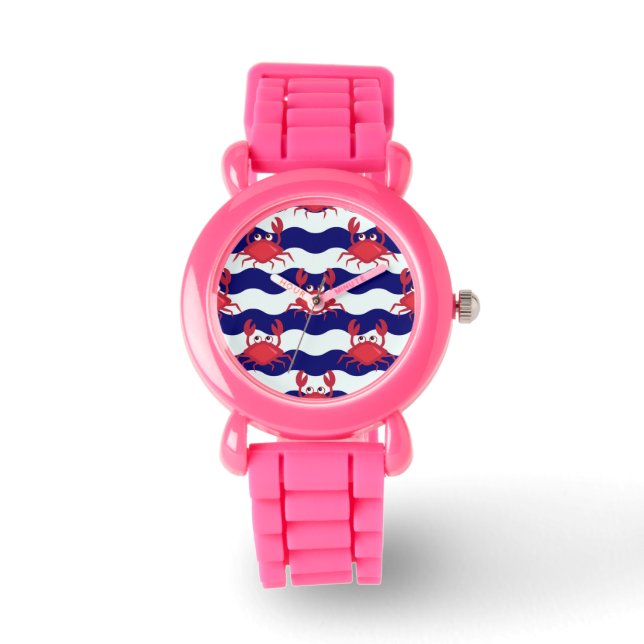 Happy Crabs Pattern Horloge (Voorkant)
