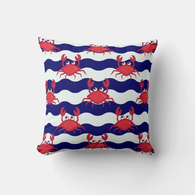 Happy Crabs Pattern Kussen (Voorkant)