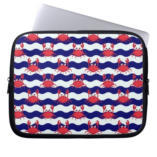 Happy Crabs Pattern Laptop Sleeve (Voorkant)