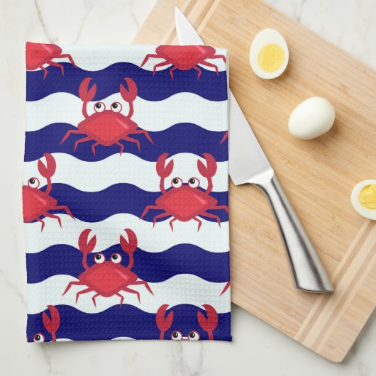 Happy Crabs Pattern Theedoek (Quarter Fold)