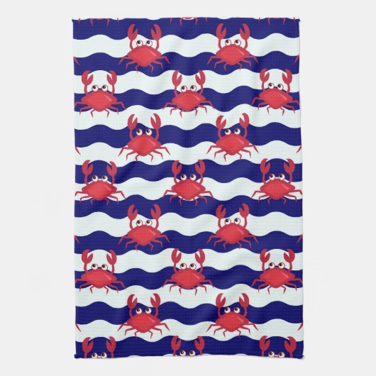 Happy Crabs Pattern Theedoek (Verticaal)