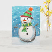 Happy Crayon Snowman Christmas Kaart (Gele Bloem)