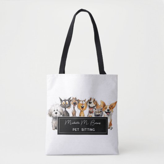 Happy Crazy Cats Honden Huisdier Sitter Business Draagtas (Voorkant)