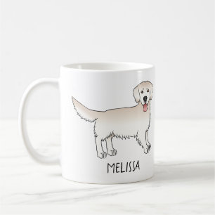 Happy Cream Golden Retriever Cartoon Dog met naam Koffiemok