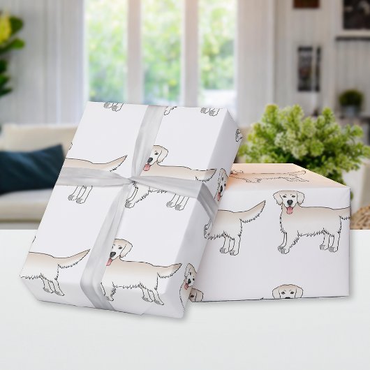 Happy Cream Golden Retriever Cartoon Dog Patroon Cadeaupapier