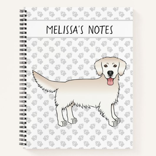 Happy Cream Golden Retriever met poten en tekst Notitieboek (Voorkant)