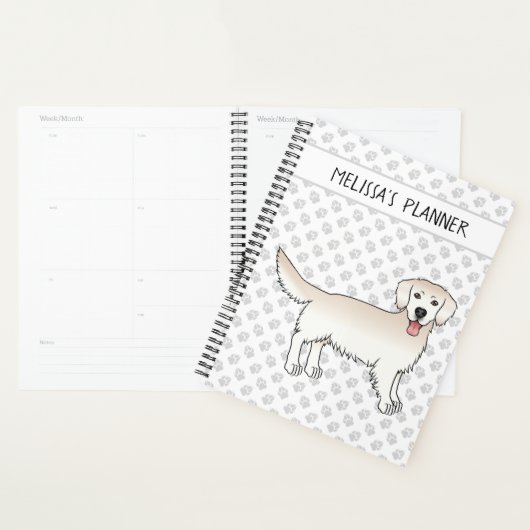 Happy Cream Golden Retriever met poten en tekst Planner (Display)