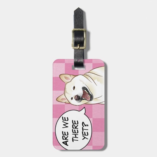 Happy Creamy Shiba Inu Dog Label Bagagelabel (Voorkant verticaal)