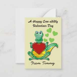 Happy Croc-adidly Valentijnse Kaarten voor kindere Notitiekaartje