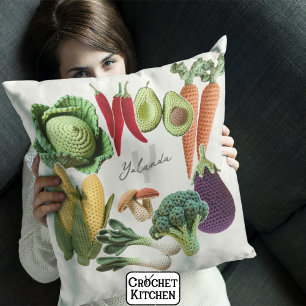Happy Crochet Groente Paddenstoel Collage Monogram Kussen