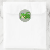 Happy Crocodile cartoon Ronde Sticker (Tas)