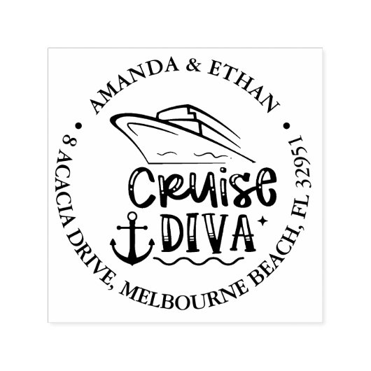 Happy Cruise Diva thema Zelfinktende Stempel (Design)