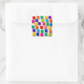 happy cube vierkante sticker (Tas)
