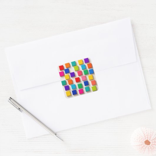 happy cube vierkante sticker (Envelop)
