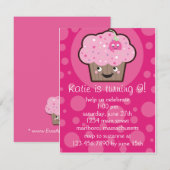 Happy Cupcake Birthday Party Invitation Kaart (Voorkant / Achterkant)