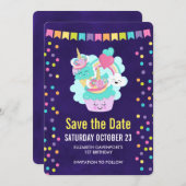 Happy Cupcake en Ice Cream Birthday Party Save The Date (Voorkant / Achterkant)