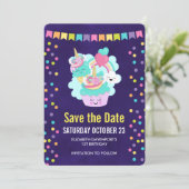 Happy Cupcake en Ice Cream Birthday Party Save The Date (Staand voorkant)