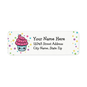 Happy Cupcake-retouradreslabels Etiket