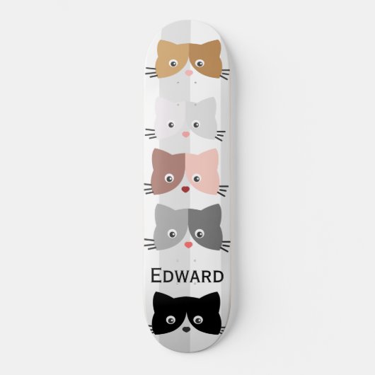Happy Curious Kittens Skateboard (Voorkant)